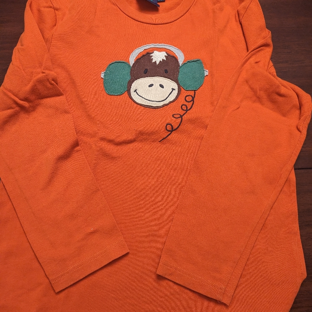 Mini Boden Monkey with headphones long sleeve shirt